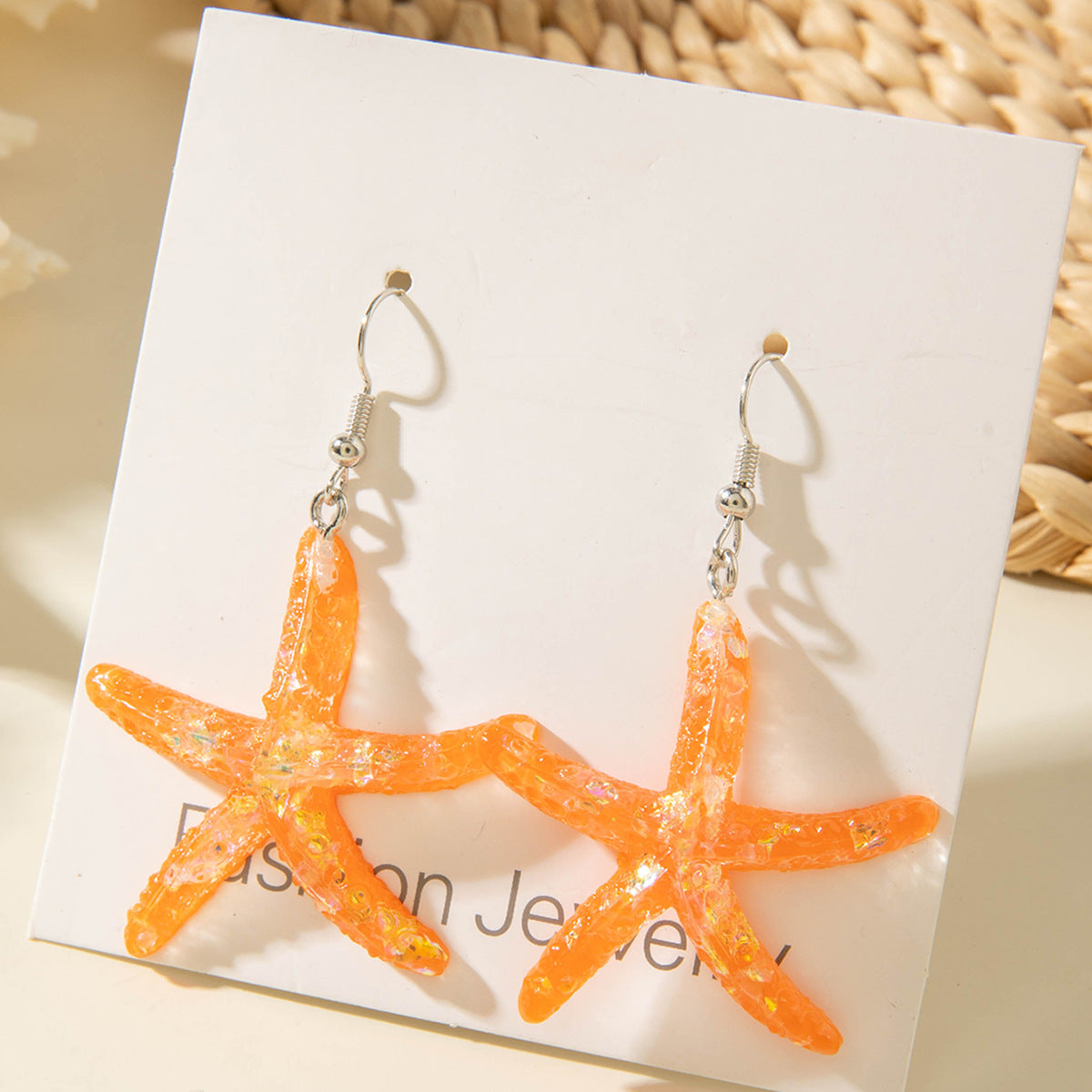 Wholesale Colorful Resin Starfish and Scallop Earrings
